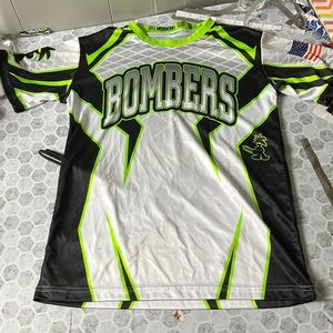 Berserk Athletics Youth Large Neon Green Bombers Short Sleeve Cycling Jersey